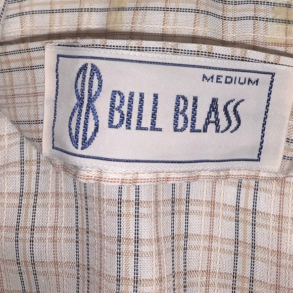 Bill Blass Cream & Brown Button Down Shirt size M - Picture 8 of 9
